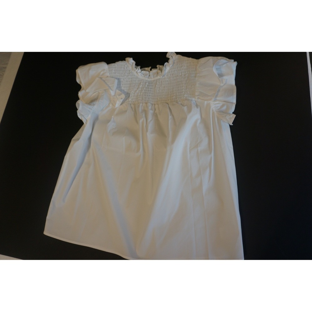 Jenn Thatcher Women's Smocked Cotton Top Ruffle Babydoll fit, Size Medium